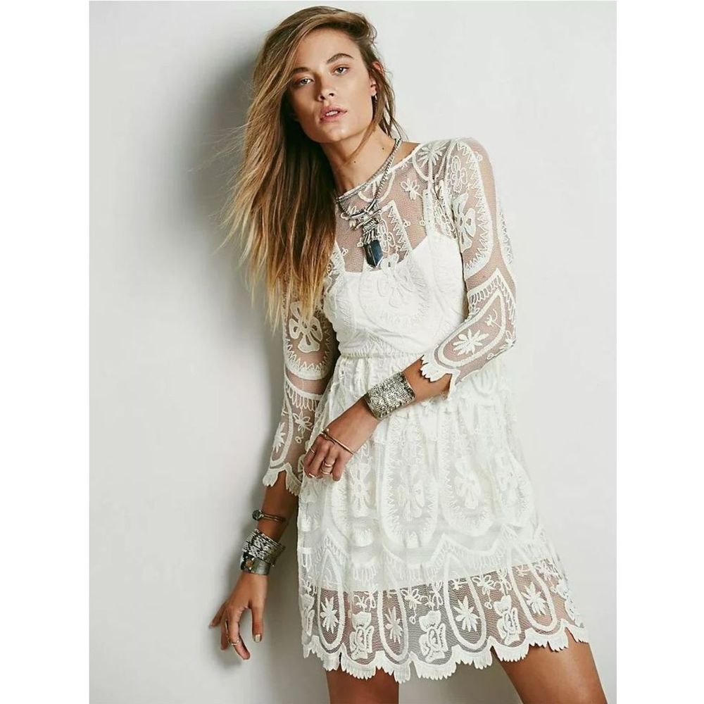 Jen's Pirate Booty Free People White Lace Dress SP